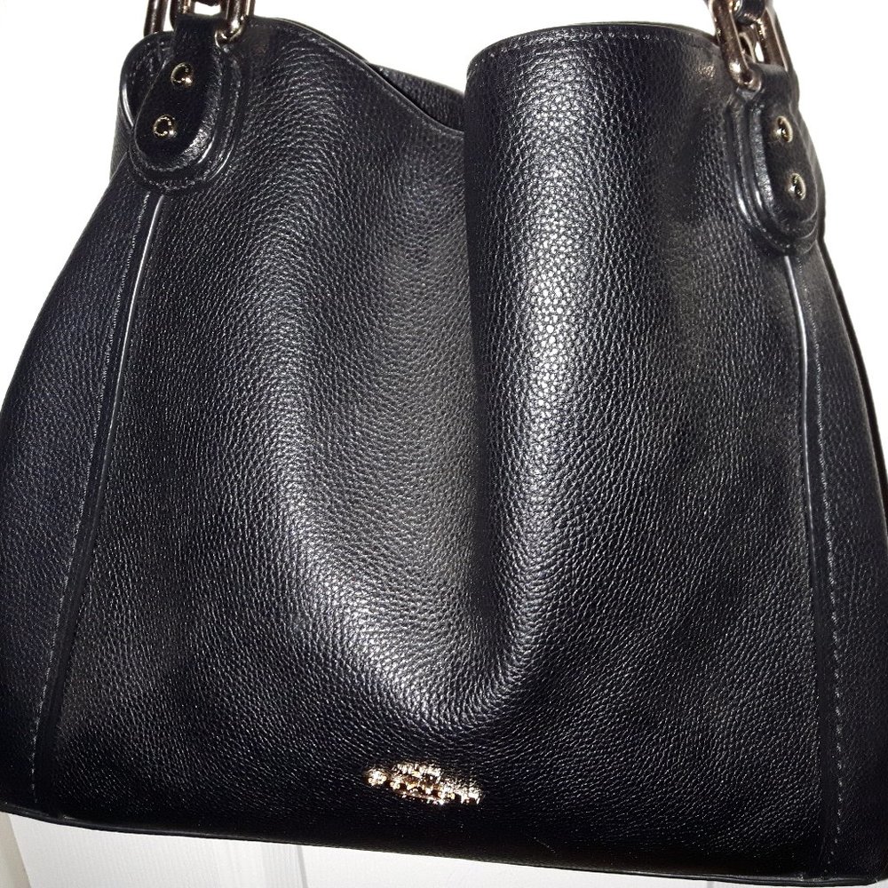 Coach Edie 31 Black Leather Shoulder Bag
